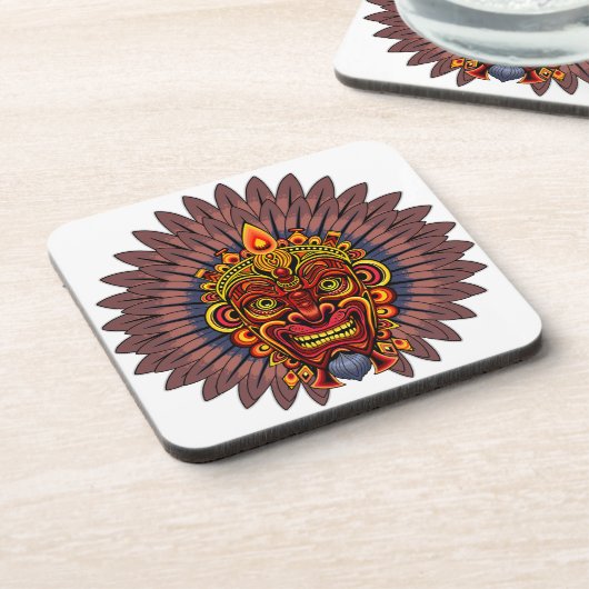 部族の戦士の王の儀式のマスク コースター (左側)