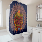 部族の戦士の王の儀式のマスク シャワーカーテン (インサイチュ)