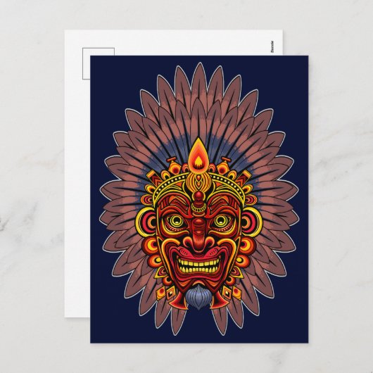 部族の戦士の王の儀式のマスク シーズンポストカード (正面/裏面)