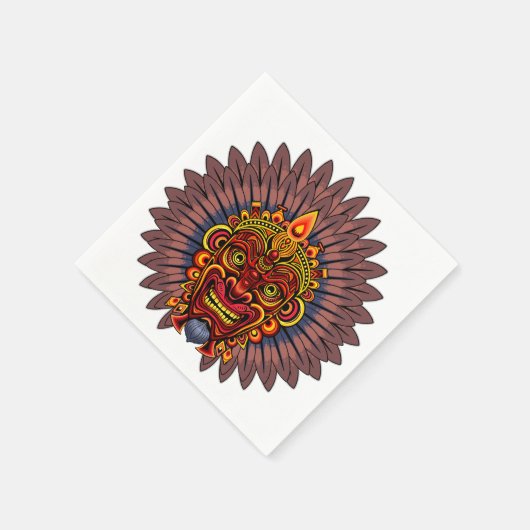 部族の戦士の王の儀式のマスク スタンダードカクテルナプキン (角)