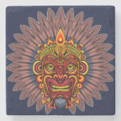 部族の戦士の王の儀式のマスク ストーンコースター (正面)