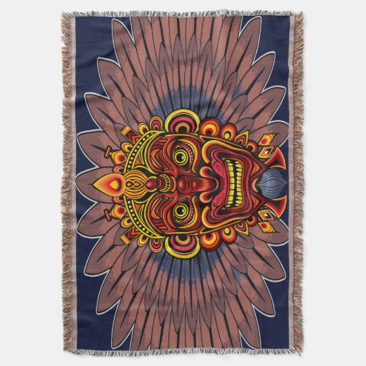 部族の戦士の王の儀式のマスク スローブランケット (正面縦)