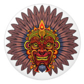 部族の戦士の王の儀式のマスク セラミックノブ (正面)