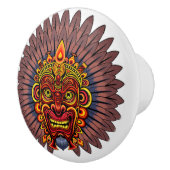 部族の戦士の王の儀式のマスク セラミックノブ (右)