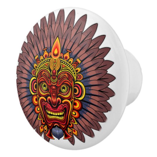 部族の戦士の王の儀式のマスク セラミックノブ (右)