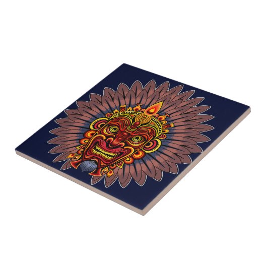 部族の戦士の王の儀式のマスク タイル (側面)