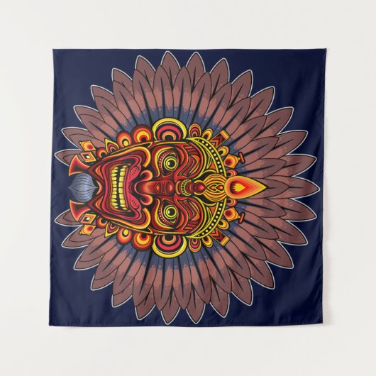 部族の戦士の王の儀式のマスク タペストリー (正面(横))