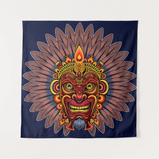 部族の戦士の王の儀式のマスク タペストリー (正面)