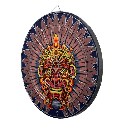 部族の戦士の王の儀式のマスク ダーツボード (正面右)
