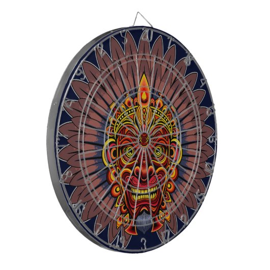 部族の戦士の王の儀式のマスク ダーツボード (正面左)