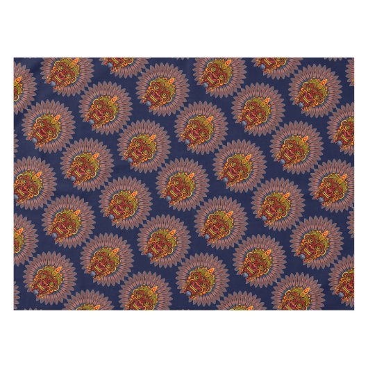 部族の戦士の王の儀式のマスク テーブルクロス (正面(横))