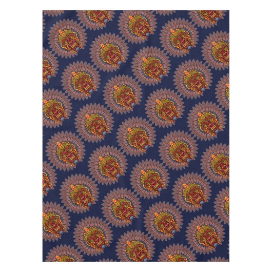 部族の戦士の王の儀式のマスク テーブルクロス (正面)