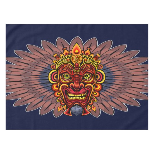 部族の戦士の王の儀式のマスク テーブルクロス (正面(横))
