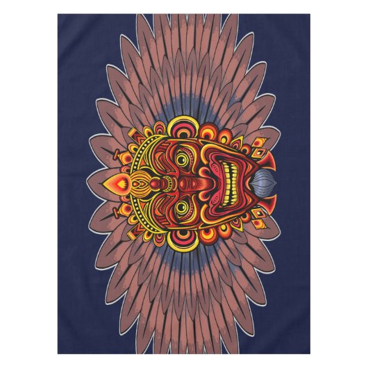 部族の戦士の王の儀式のマスク テーブルクロス (正面)