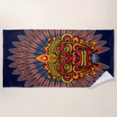 部族の戦士の王の儀式のマスク ビーチタオル (正面)