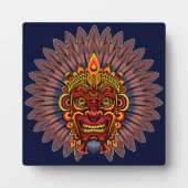 部族の戦士の王の儀式のマスク フォトプラーク (正面)