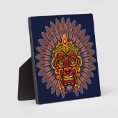 部族の戦士の王の儀式のマスク フォトプラーク (正面)