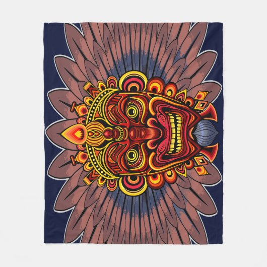 部族の戦士の王の儀式のマスク フリースブランケット (正面)