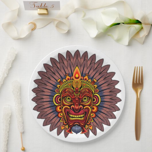 部族の戦士の王の儀式のマスク ペーパープレート (ウェディング)