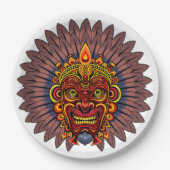 部族の戦士の王の儀式のマスク ペーパープレート (正面)