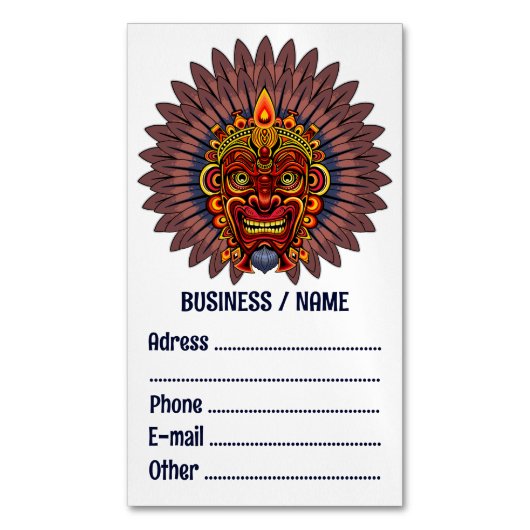 部族の戦士の王の儀式のマスク マグネット名刺 (正面縦)
