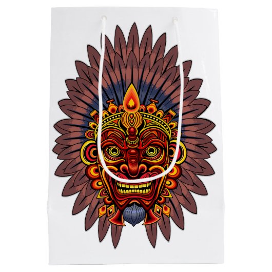 部族の戦士の王の儀式のマスク ミディアムペーパーバッグ (裏面)