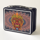 部族の戦士の王の儀式のマスク メタルランチボックス (裏面)