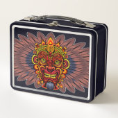 部族の戦士の王の儀式のマスク メタルランチボックス (正面)