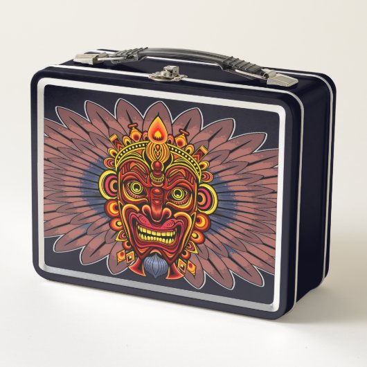 部族の戦士の王の儀式のマスク メタルランチボックス (正面)