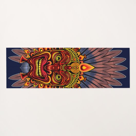 部族の戦士の王の儀式のマスク ヨガマット (裏面(横))