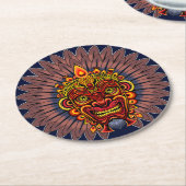 部族の戦士の王の儀式のマスク ラウンドペーパーコースター (アングル)