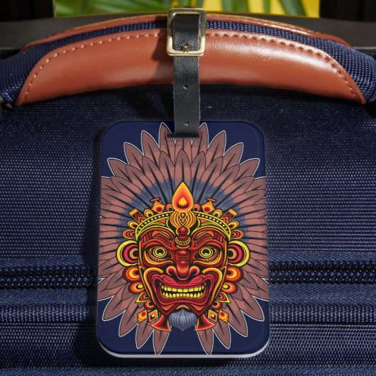 部族の戦士の王の儀式のマスク ラゲッジタグ (正面インサイチュ2)