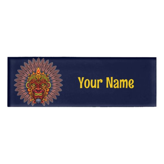 部族の戦士の王の儀式のマスク 名札 (正面)