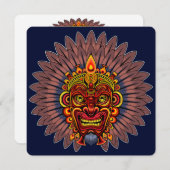 部族の戦士の王の儀式のマスク 招待状 (正面/裏面)