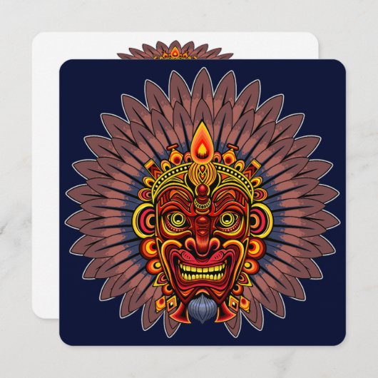 部族の戦士の王の儀式のマスク 招待状 (正面/裏面)