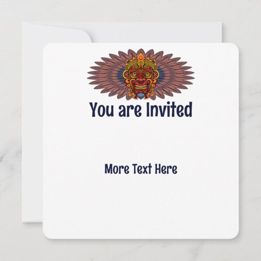 部族の戦士の王の儀式のマスク 招待状 (裏面)