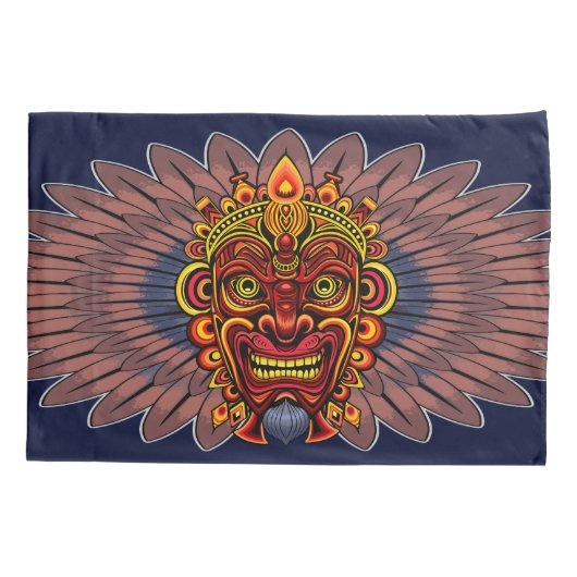 部族の戦士の王の儀式のマスク 枕カバー (裏面)
