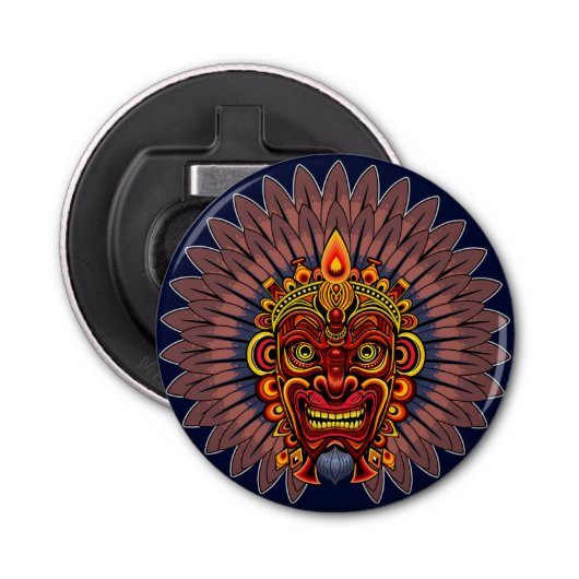 部族の戦士の王の儀式のマスク 栓抜き (正面)