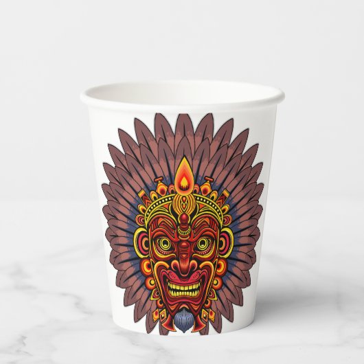 部族の戦士の王の儀式のマスク 紙コップ (裏面)