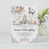 部族の森の動物 ベビーシャワー ベビーボーイ 招待状 (スタンド正面)