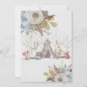 部族の森の動物 ベビーシャワー ベビーボーイ 招待状 (裏面)