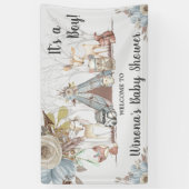 部族の森林の動物の少年の赤ちゃんシャワー背景 横断幕 (縦)