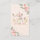 部族の森林の動物ピンクのフローラ本ベビー エンクロージャーカード (裏面)