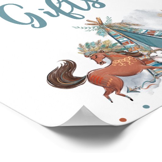 部族の森林の動物ベビーシャワーカード&ギフト ポスター (角)