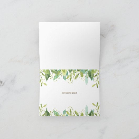 部族の森林の動物ベビーシャワーフォレストニュートラル サンキューカード (内部)