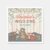 部族の森林の動物野生の1つのパーティー赤ちゃんシャワー スタンダードカクテルナプキン (正面)