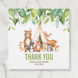 部族の森林動物の赤ちゃんシャワーありがとう フェイバータグ