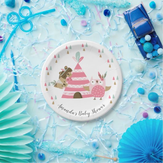 部族の森林動物の赤ちゃんシャワー7"プレート ペーパープレート (パーティー)