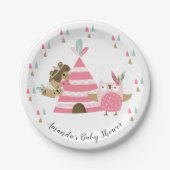 部族の森林動物の赤ちゃんシャワー7"プレート ペーパープレート (正面)