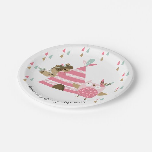 部族の森林動物の赤ちゃんシャワー7"プレート ペーパープレート (アングル)